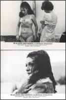 cca 1972 ,,És az Isten megteremté a kávéházi énekesnőt" című jugoszláv film jelenetei és szereplői, 8 db vintage produkciós filmfotó ezüst zselatinos fotópapíron, a használatból eredő (esetleges) kisebb hibákkal, két képen halvány elszíneződés, 18x24 cm