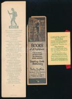 3 db régi könyvjelző, közte Gyomai Kner Nyomda reklámos, vegyes állapotban, 7x4,5 cm és 20,5x5 cm között