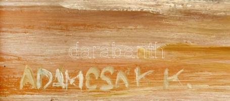 Adamcsák Klára (?-): Vályogvilág. Olaj, farost, jelzett, fakeretben, 33,5x48 cm