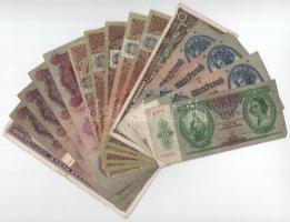 15db-os vegyes pengő bankjegy tétel, közte 1930. 100P (4x) T:F,VG