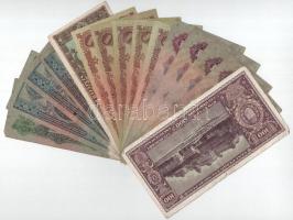 15db-os vegyes pengő bankjegy tétel, közte 1930. 100P (4x) T:F,VG
