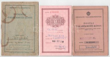 ~1980-1989. Országos Takarékpénztár 3xklf valutalap, nyeremény-és postai takarékbetétkönyve használt állapotban, részben kitöltve