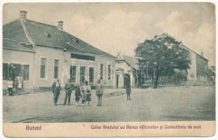 Buttyin, Körösbökény, Buteni, Bucin; Calea Aradului cu Banca Victoria si Judecatoria de ocol / utca, bank, járásbíróság / street view, bank, district court (fa)