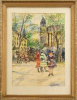 Berkes A jelzéssel: Három grácia. Tus, akvarell, papír. Üvegezett fakeretben, 25,5x18,5 cm