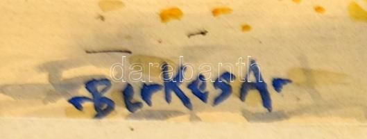 Berkes A jelzéssel: Három grácia. Tus, akvarell, papír. Üvegezett fakeretben, 25,5x18,5 cm