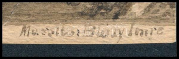 Blázy Imre (1861-?): Afrikai jelenet akttal. Tus, papír, jelezve jobbra lent, kartonra kasírozva. 31...