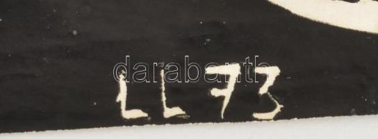 Láta László (1938-): Bolondok vacsorája (cím nélkül). Linómetszet, papír, jelzett a metszeten, lap t...