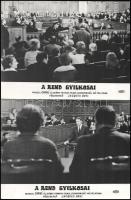 cca 1971 ,,A rend gyilkosai" című francia film jelenetei és szereplői, 2 db vintage produkciós filmfotó ezüst zselatinos fotópapíron, a használatból eredő (esetleges) kisebb hibákkal, 18x24 cm