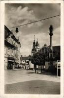 Tisnov, Palackého námestí / square, hotel, drugstore (EB)