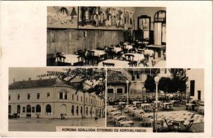 1941 Mohács, Korona szálloda éttermei és kerthelyisége. Szécsy felvétele