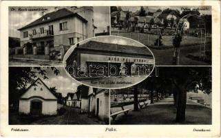 1943 Paks, Dr. Resch szanatórium, Dunai park, Présházsor, Dunakorzó, Kiss Pál utóda üzlete és saját ...