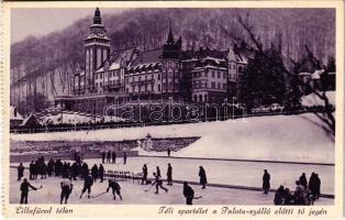 Lillafüred (Miskolc), Téli sportélet a Palotaszálló előtti tó jegén, jégkorongozók, jéghoki