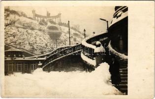 1925 Budapest I. Gellérthegy, Szent Gellért szobor télen. photo (fl)