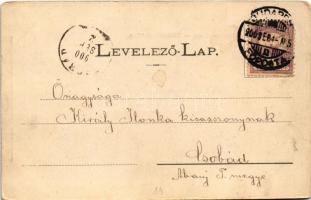 1900 Budapest VI. Teréz körút, villamos, Mátrai Feik és Társa üzlete. Fénynyomat Divald műintézetébő...