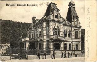 1905 Trencsénteplic, Trencianske Teplice; villa. Steiner Samu kiadása / spa, villa (szakadás / tear)