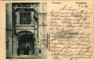 1898 (Vorläufer) Pozsony, Pressburg, Bratislava; Rathaus Tor / Városháza kapuja. Körper Károly fényképész / town hall's gate (EK)