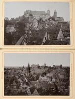 cca 1900 Nürnberg album, 12 fotót tartalmazó leporelló, aranyozott,festett szecessziós egészvászon-k...