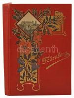 cca 1900 Nürnberg album, 12 fotót tartalmazó leporelló, aranyozott,festett szecessziós egészvászon-k...