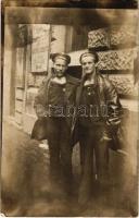 1918 Hall in Tirol, SMS Lika II matrózai egy üzlet előtt: Otto Graf és Nageles Josef / K.u.K. Kriegsmarine Matrosen / Austro-Hungarian Navy mariners in front of a shop. photo (EK)