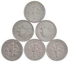 Amerikai Egyesült Államok 1982-1996. 1d Cu-Ni "Roosevelt" (6db, 5xklf) T:UNC-XF
USA 1982-...
