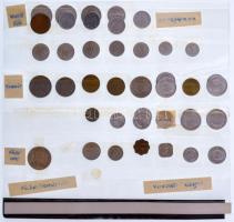 41db-os vegyes külföldi érmetétel műanyag berakólapra rendezve, közte Észak-Korea, Fülöp-szigetek, K...