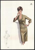 1966 3 db vintage női divatkép, ofszet nyomat, papír, 34x24 cm