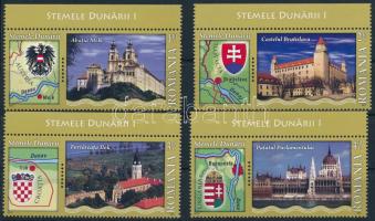 Coats of arms of Danubian countries margin set, Duna menti államok címerei (I.) ívszéli sor