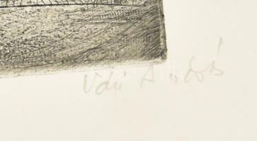 Váci András (1928-1989): Váci Mihály szülőháza. Rézkarc, papír, jelzett, 29×39 cm