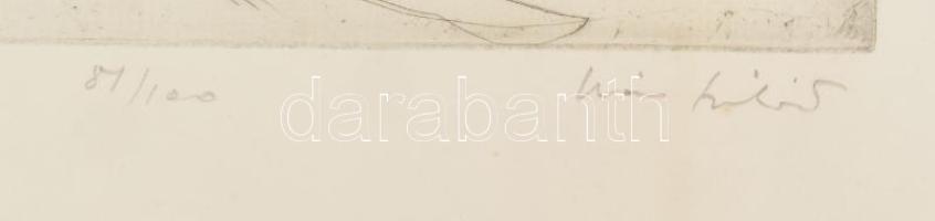 Iván Szilárd (1912-1988): Házak dombok között. Rézkarc, papír, jelzett, számozott (81/100), 16×25 cm