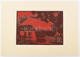 Ábrahám Rafael (1929-2014): Színes ház. Szitanyomat, papír, jelzett, paszpartuban, 26×37 cm