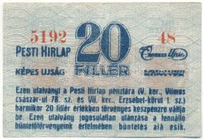 Budapest ~1920. 20f "Pesti Hírlap" T:F