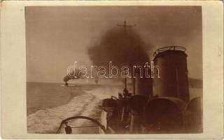 1918 SMS Helgoland osztrák-magyar haditengerészet gyorscirkálója, SM Tb 86 és SM Tb 94 torpedónaszádok - felvétel az SMS Lika fedélzetéról / K.u.K. Kriegsmarine / Austro-Hungarian Navy. photo taken from SMS Lika (fl)