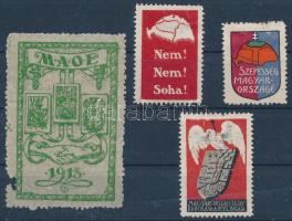 1913-1921 MAOE levélzáró 'R' a bélyeg szélén szakadás + 3 db Irredenta levélzáró