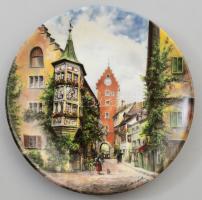 Vohenstrauss: Meersburg utcáin. Porcelán dísztál, jelzéssel, hibátlan, számozással, d: 19,5 cm