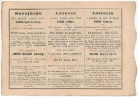 Ausztria 1887. "Sorsjegy a bécsi szegények megsegítésére" sorsjegy 50k értékben T:XF,VF fo...