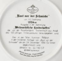 Tirschenreuth porcelán: Téli táj. Porcelán dísztál, jelzéssel, hibátlan, számozással, d: 21 cm