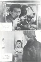 cca 1982 ,,Végállomás" című NSZK film jelenetei és szereplői, 10 db produkciós filmfotó nyomdatechnikával sokszorosítva kartonpapírra, egyoldalas nyomással, a használatból eredő (esetleges) kisebb hibákkal, 18x24 cm