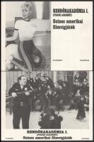 cca 1984 ,,Rendőrakadémia I." című amerikai filmvígjáték jelenetei és szereplői, 5 db produkciós filmfotó nyomdatechnikával sokszorosítva (nyomat) kartonpapírra, egyoldalas nyomással, a használatból eredő (esetleges) kisebb hibákkal, 18x24 cm