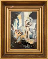 Walter jelzéssel: Arab hastáncosnő. Tempera, papír. Dekoratív, üvegezett, kissé sérült fakeretben. 21x15 cm