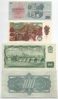 Csehszlovákia 1944. 100K + 1961. 100K + 1970. 20K + 1986. 10K T:F,VG közte szép papír, folt, kis sza...