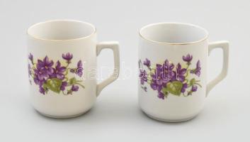 2 darab Zsolnay ibolyás bögre, jelzéssel, kis kopással, m: 9 cm