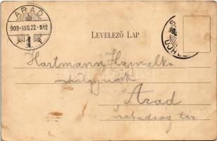 1903 Sátoraljaújhely, Fő utca, Római katolikus templom. Lővy Adolf kiadása (ázott sarok / wet corner...