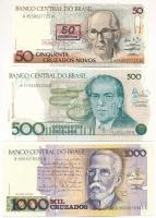 Brazília 1988. 500C + 1000C + 1990. 50C "50 Cruzeiros" felülbélyegzéssel T:UNC,AU Brazil 1988. 500 Cruzados + 1000 Cruzados + 1990. 50 Cruzados with "50 Cruzeiros" overprint C:UNC,AU