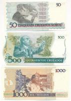 Brazília 1988. 500C + 1000C + 1990. 50C "50 Cruzeiros" felülbélyegzéssel T:UNC,AU
Brazil ...