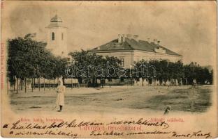 1899 (Vorläufer) Orosháza, Római katolikus templom, "Alföld" szálloda. Kiadja Pless N. (fl)