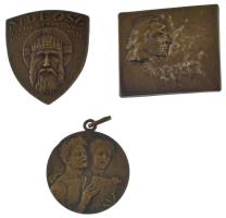 1928. "B.Sz.K.RT. Önképző Köre a szorgalomért" bronz emlékérem füllel (29mm) + 1936. "MDEOSZ (Magyar Dalos Egyesületek Országos Szövetsége) - Liszt Ferenc" egyoldalas fém lemezjelvény (30x35mm) + 1938. "Magyar Dalos Egyesületek Országos Szövetsége (MDEOSZ) Székesfehérvár" bronz jelvény (35x30mm) T:AU,XF
