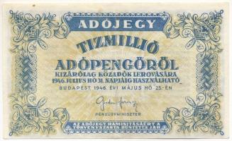 1946. 10.000.000AP nem vízjeles papíron T:F tűzőgép ly.
Adamo P53