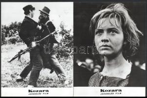 cca 1962 ,,Kozara" című jugoszláv film jelenetei és szereplői, 8 db vintage produkciós filmfotó ezüst zselatinos fotópapíron, a használatból eredő (esetleges) kisebb hibákkal, 18x24 cm