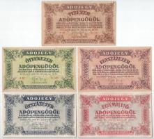 1946. 10.000AP vízjeles papíron, sorszámmal + 50.000AP vízjeles papíron, sorszámmal + 100.000AP vízjeles papíron, sorszám nélkül + 500.000AP nem vízjeles papíron, sorszám nélkül + 1.000.000AP nem vízjeles papíron, sorszám nélkül T:VF,F
