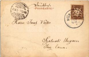 1899 (Vorläufer) München, Munich; Central-Bahnhof / railway station in winter, tram, horse-drawn tra...